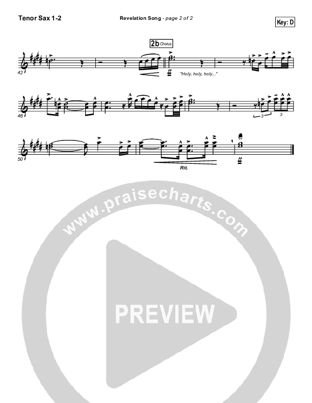 Revelation Song Tenor Sax 1/2 (Gateway Worship)