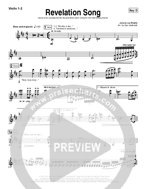Revelation Song (Live) Violin Sheet Music PDF (Kari Jobe / Passion