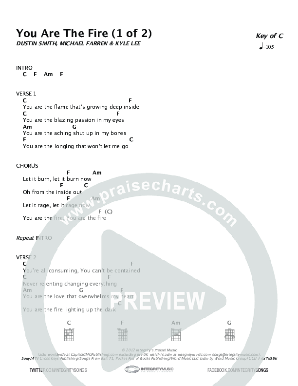 You Are The Fire Chords & Lyrics (Dustin Smith)