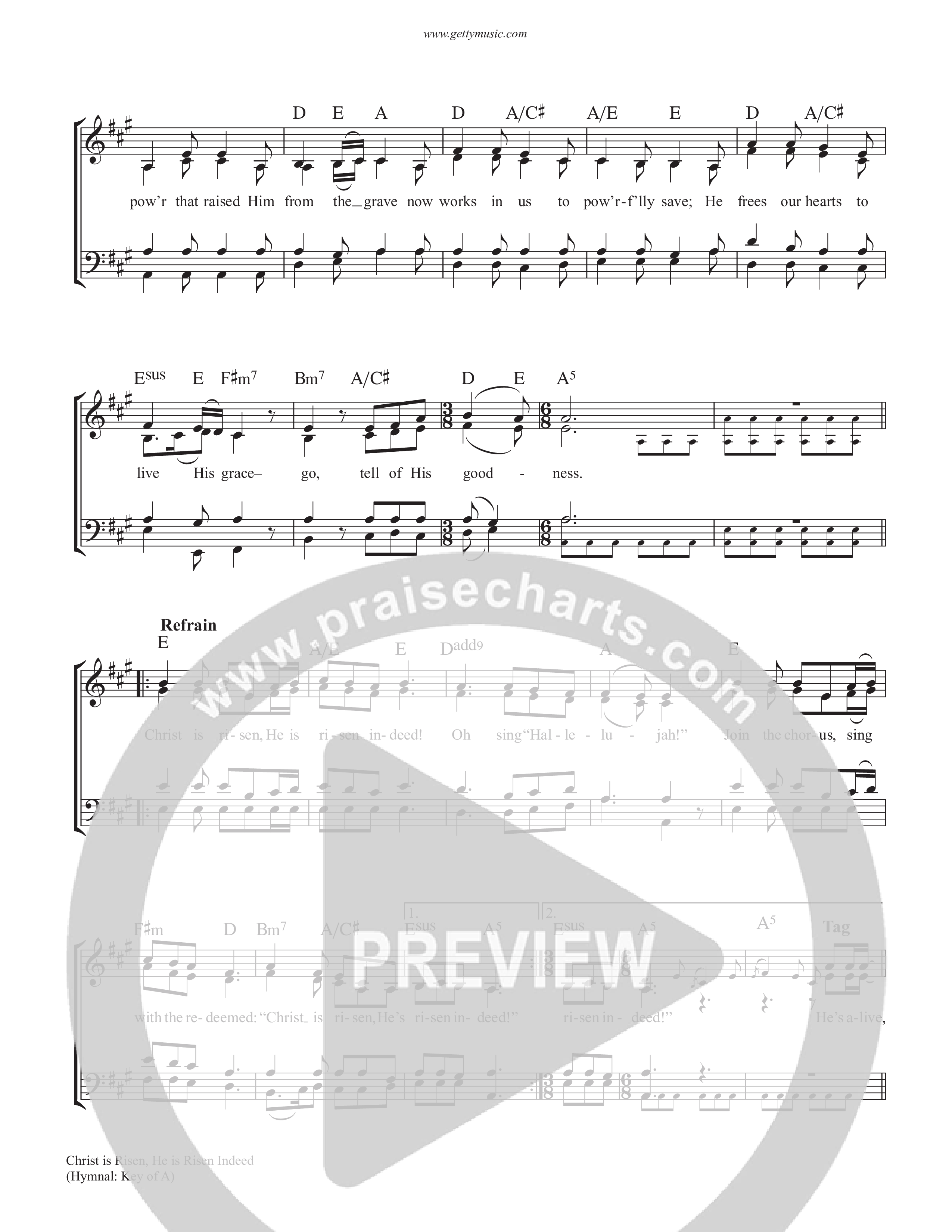 Christ Is Risen He Is Risen Indeed Piano/Vocal (Keith & Kristyn Getty)