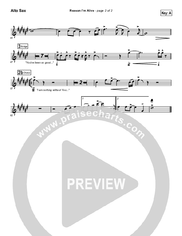 Reason I'm Alive Alto Sax (Gateway Worship)