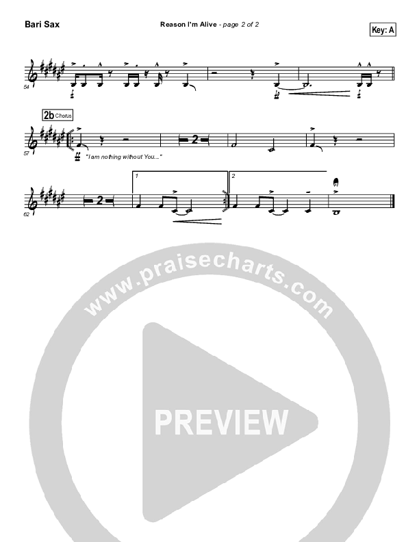 Reason I'm Alive Bari Sax (Gateway Worship)