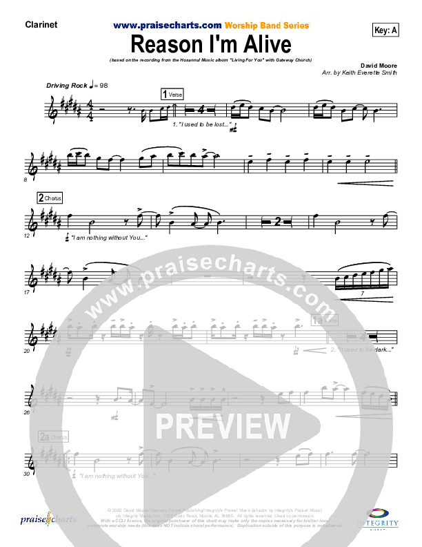 Reason I'm Alive Clarinet (Gateway Worship)