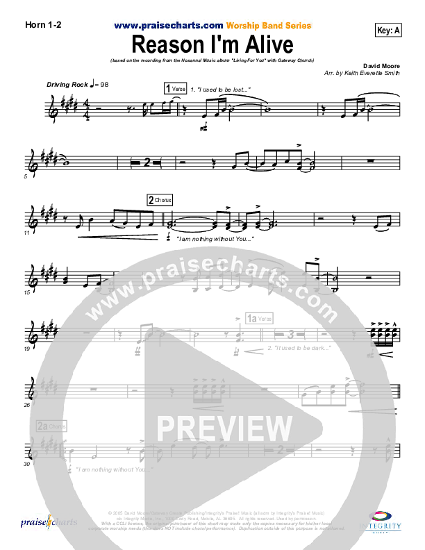 Reason I'm Alive Brass Pack (Gateway Worship)