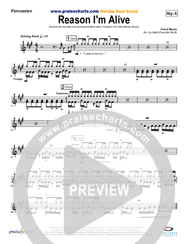 Reason I'm Alive Percussion (Gateway Worship)