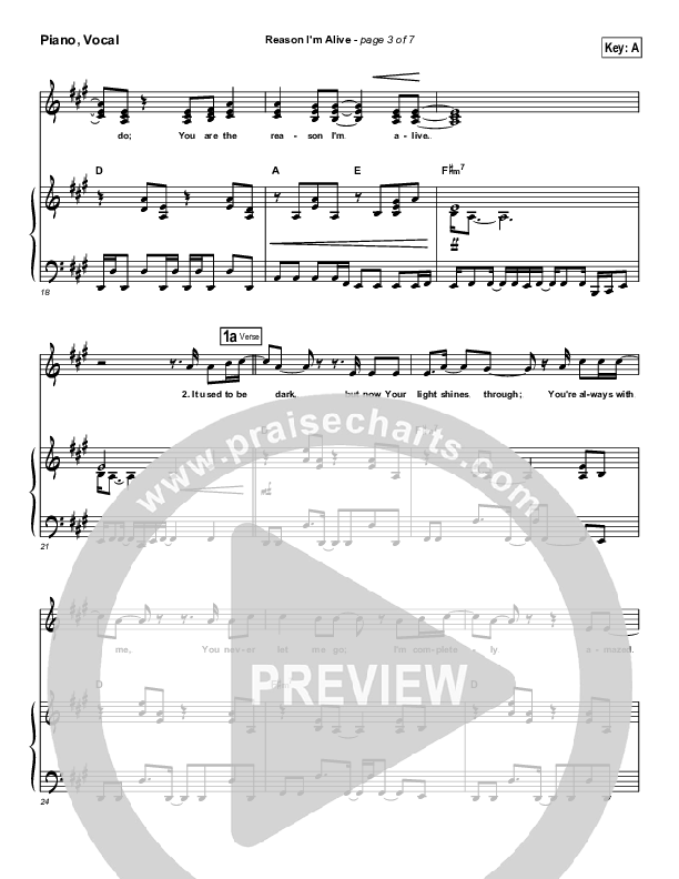 Reason I'm Alive Piano/Vocal (Gateway Worship)