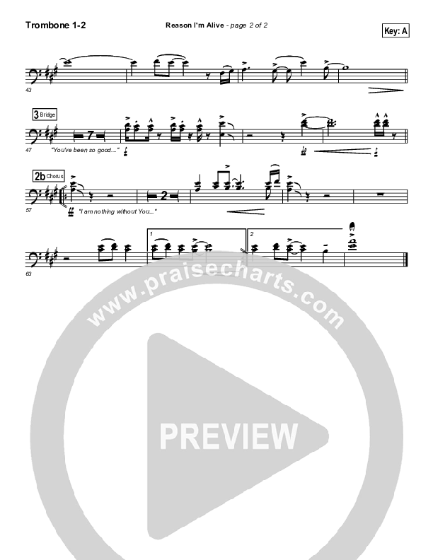 Reason I'm Alive Trombone 1/2 (Gateway Worship)