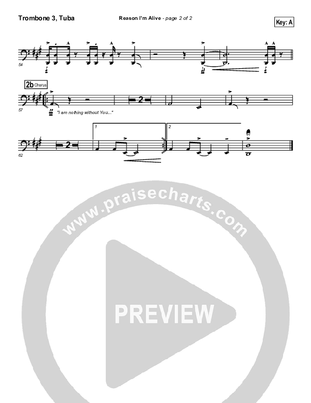 Reason I'm Alive Trombone 3/Tuba (Gateway Worship)