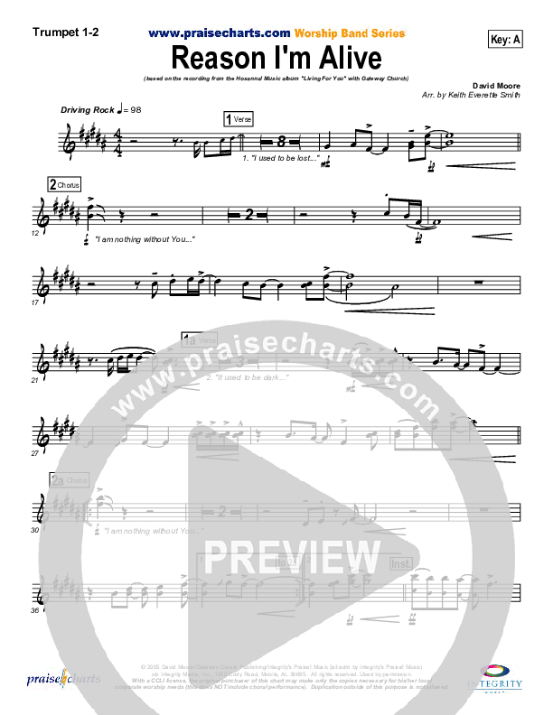 Reason I'm Alive Brass Pack (Gateway Worship)