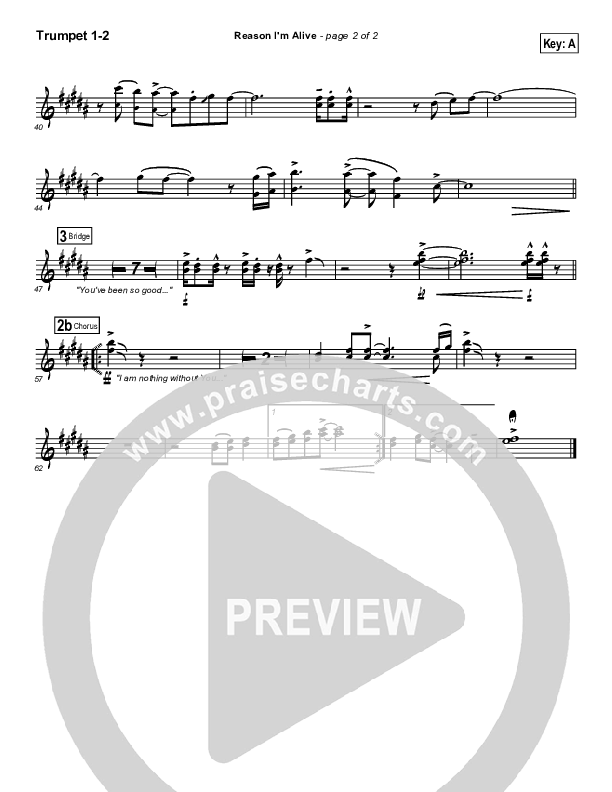 Reason I'm Alive Trumpet 1,2 (Gateway Worship)