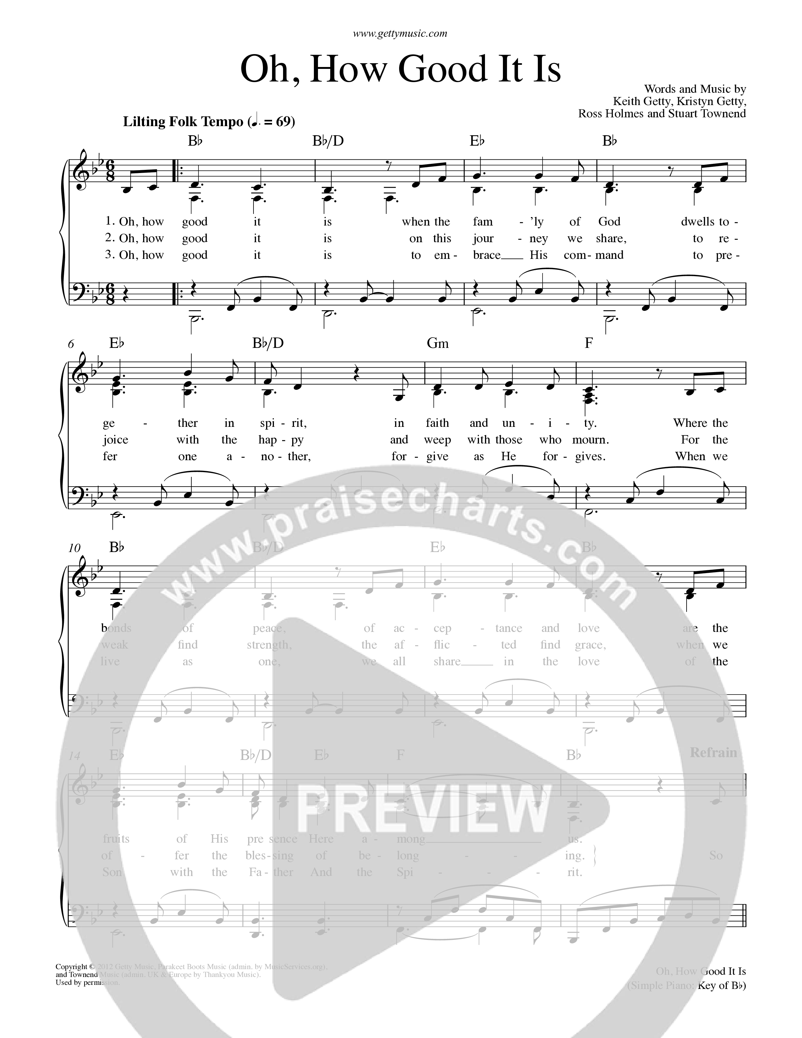 Oh How Good It Is Piano/Vocal (Keith & Kristyn Getty)