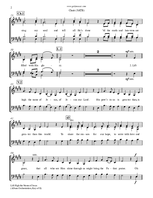 Lift High The Name Of Jesus Choir Sheet (SATB) (Keith & Kristyn Getty)