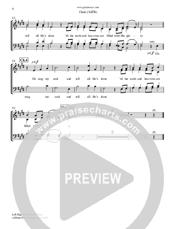 Lift High The Name Of Jesus Choir Sheet (SATB) (Keith & Kristyn Getty)