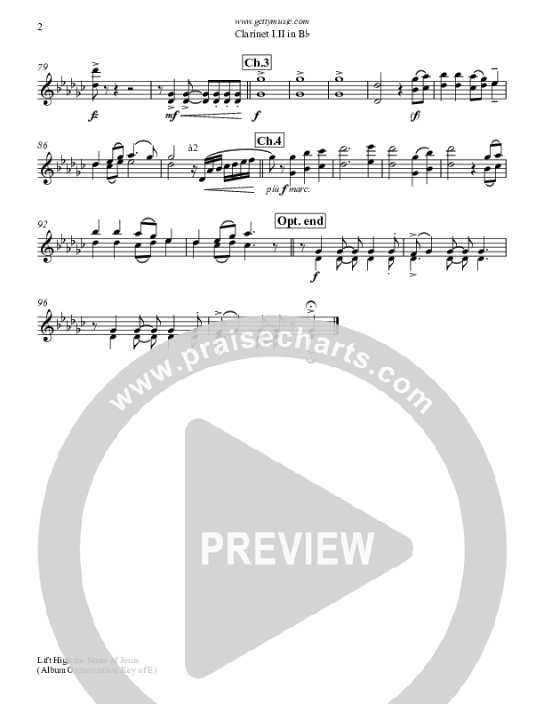 Lift High The Name Of Jesus Clarinet 1/2 (Keith & Kristyn Getty)