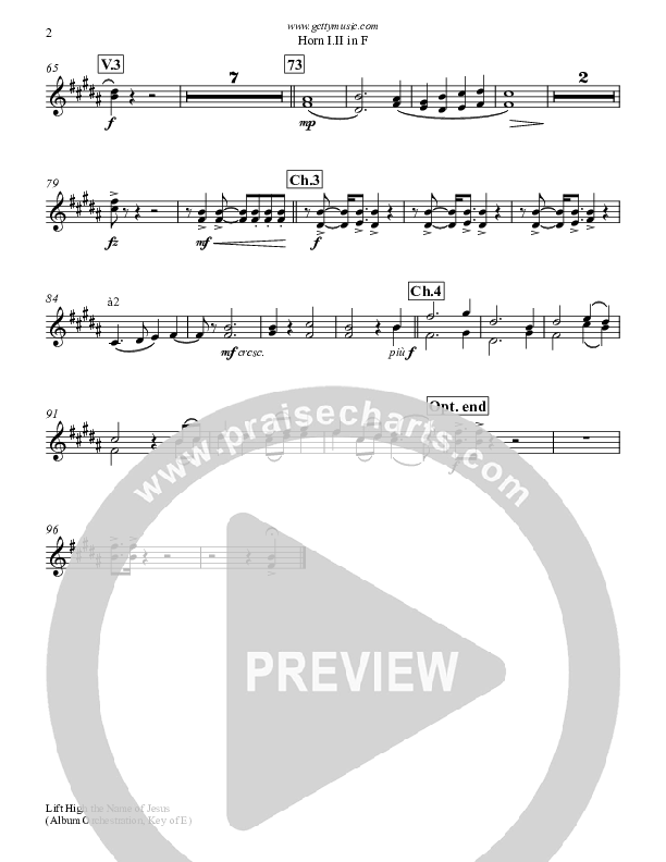 Lift High The Name Of Jesus French Horn 1/2 (Keith & Kristyn Getty)