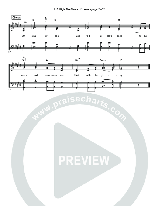 Lift High The Name Of Jesus Hymn Sheet (Keith & Kristyn Getty)