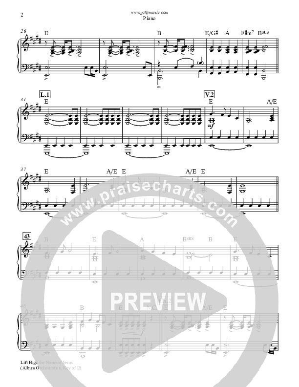 Lift High The Name Of Jesus Piano Sheet (Keith & Kristyn Getty)