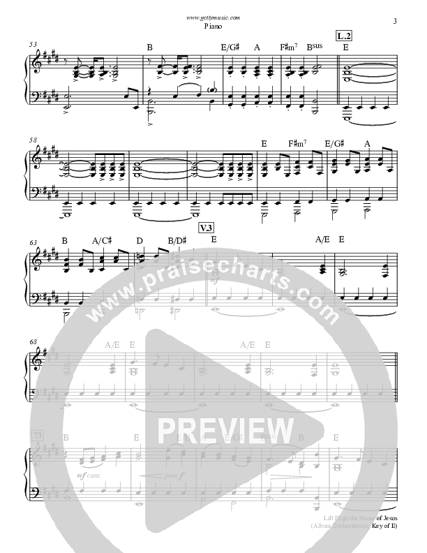Lift High The Name Of Jesus Piano Sheet (Keith & Kristyn Getty)
