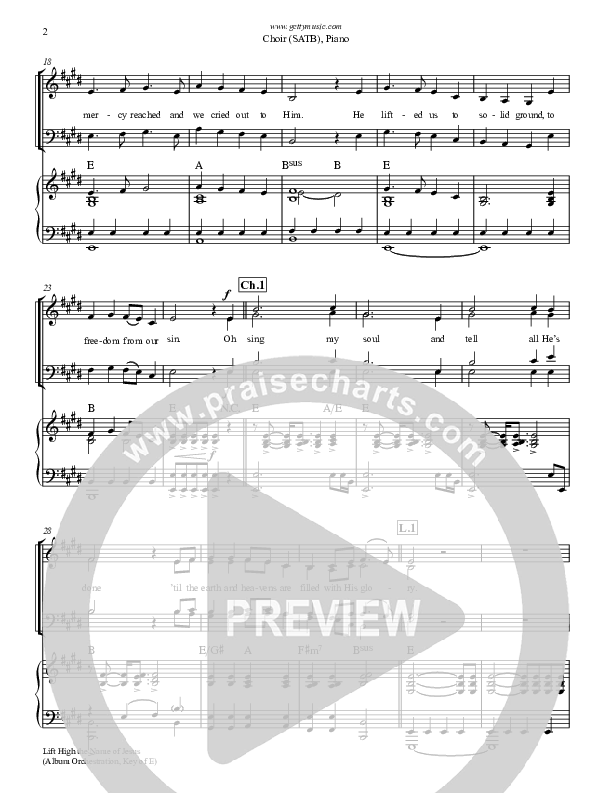 Lift High The Name Of Jesus Piano/Vocal (SATB) (Keith & Kristyn Getty)