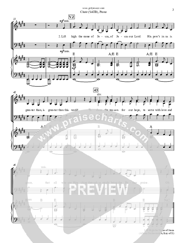 Lift High The Name Of Jesus Piano/Vocal (SATB) (Keith & Kristyn Getty)