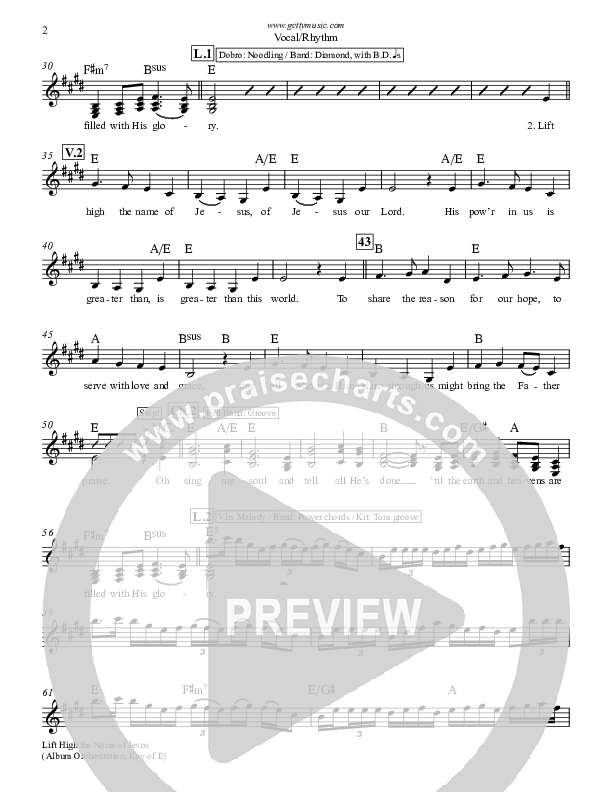 Lift High The Name Of Jesus Rhythm/Vocal (Keith & Kristyn Getty)