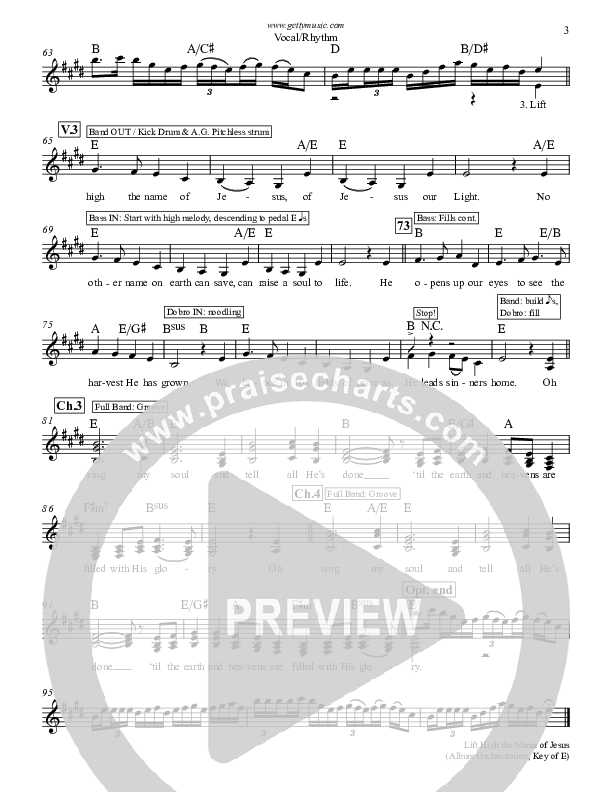 Lift High The Name Of Jesus Rhythm/Vocal (Keith & Kristyn Getty)