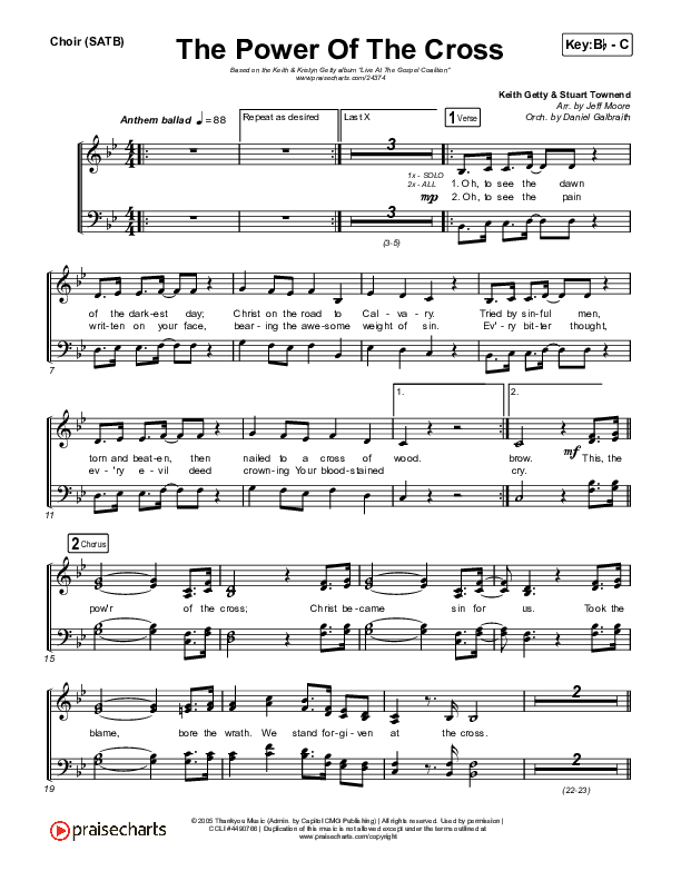 The Power Of The Cross Choir Sheet (SATB) (Keith & Kristyn Getty)