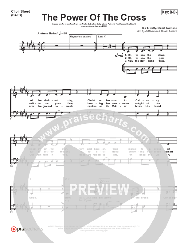 The Power Of The Cross Choir Vocals (SATB) (Keith & Kristyn Getty)