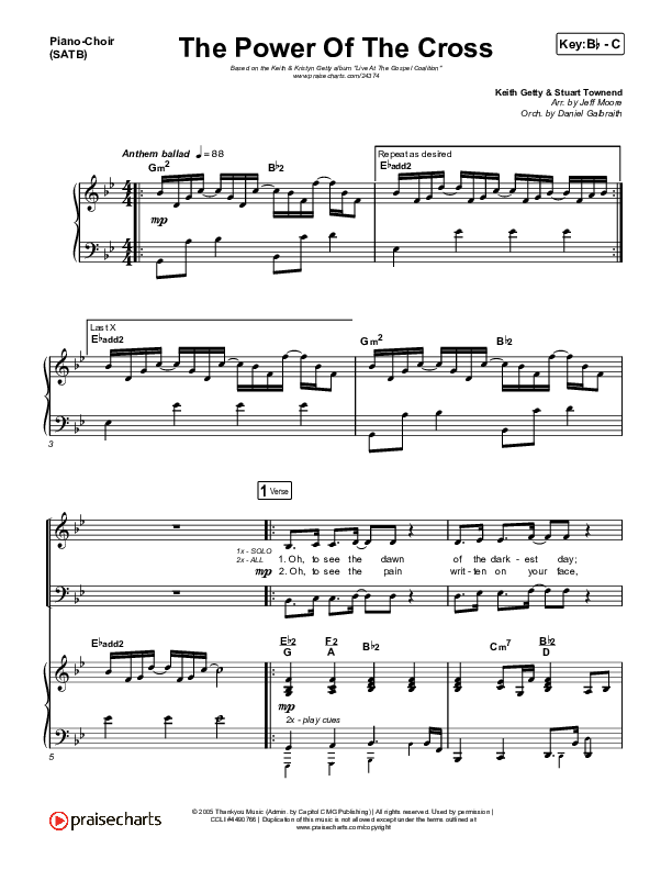 The Power Of The Cross Piano/Vocal (SATB) (Keith & Kristyn Getty)