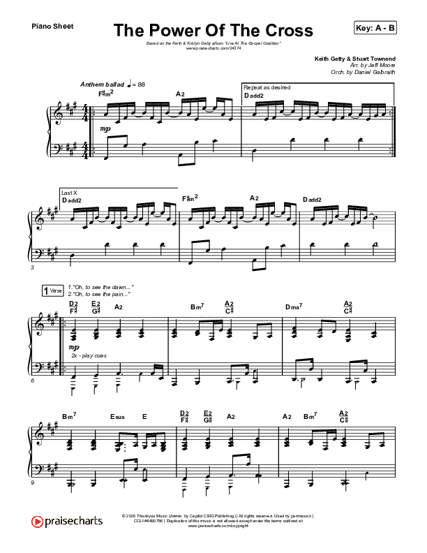 The Power Of The Cross Piano Sheet (Keith & Kristyn Getty)