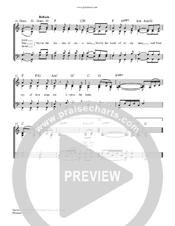 Across The Lands Lead Sheet (Keith & Kristyn Getty)