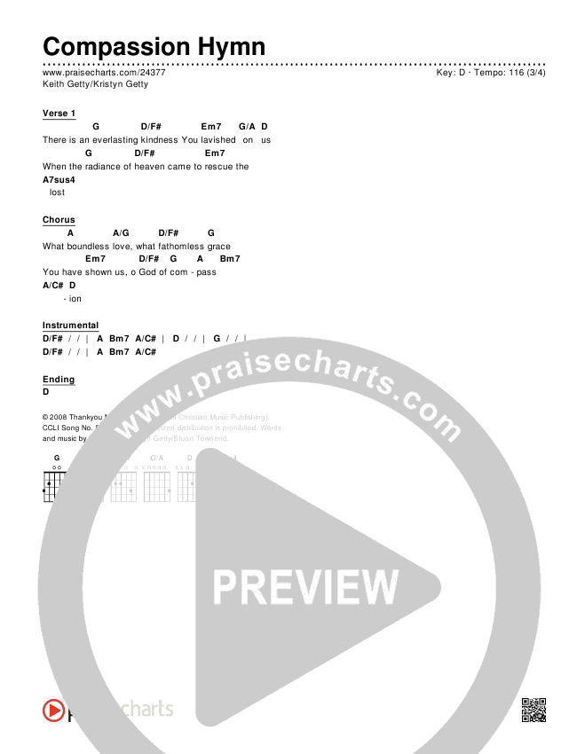 Compassion Hymn Chords & Lyrics (Keith & Kristyn Getty)