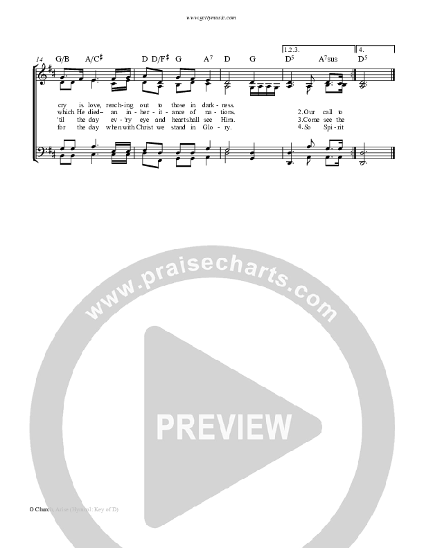 O Church Arise Piano/Vocal & Lead (Keith & Kristyn Getty)