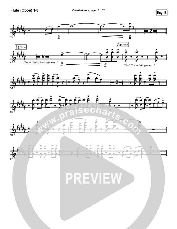 Overtaken Flute/Oboe 1/2/3 (Gateway Worship)