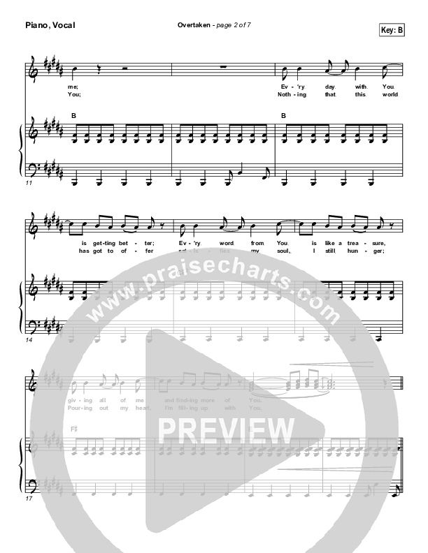 Overtaken Piano/Vocal (Gateway Worship)