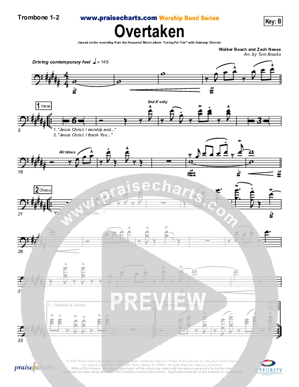 Overtaken Trombone 1/2 (Gateway Worship)