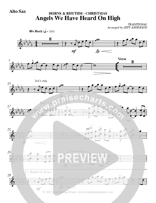 Angels We Have Heard On High Alto Sax (AnderKamp Music)