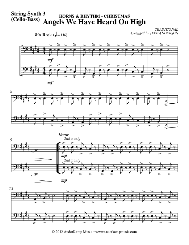 Angels We Have Heard On High Cello/Bass (AnderKamp Music)