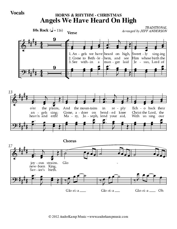 Angels We Have Heard On High Choir Sheet (AnderKamp Music)