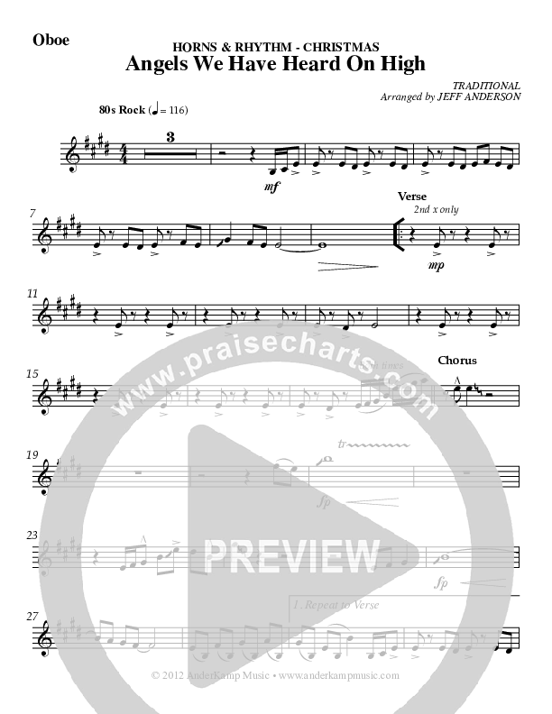 Angels We Have Heard On High Oboe (AnderKamp Music)