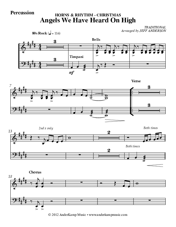 Angels We Have Heard On High Percussion (AnderKamp Music)