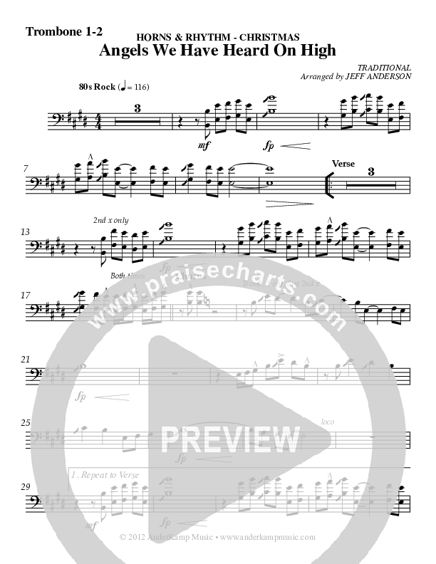 Angels We Have Heard On High Trombone 1/2 (AnderKamp Music)
