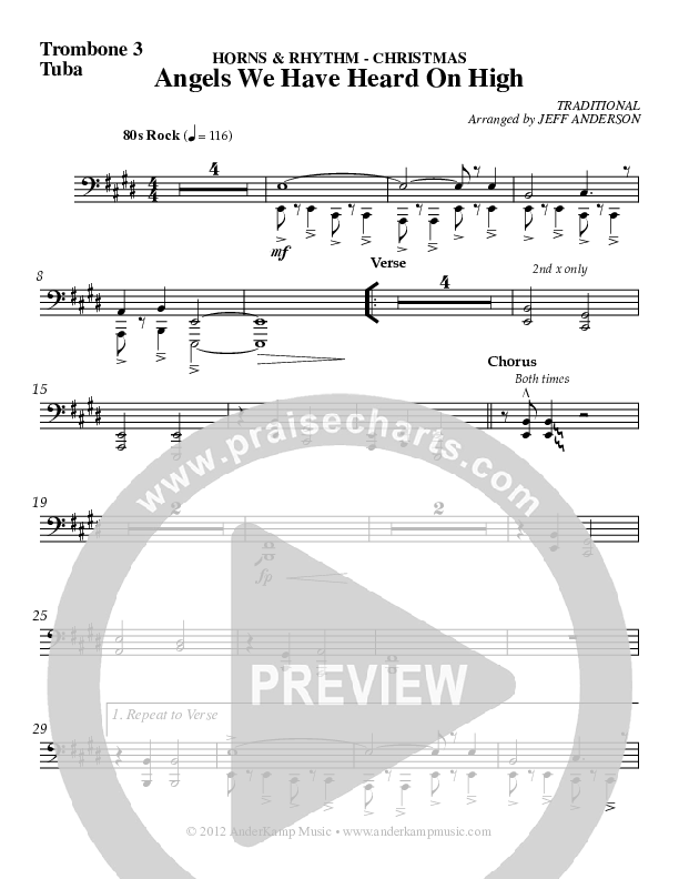 Angels We Have Heard On High Trombone 3/Tuba (AnderKamp Music)