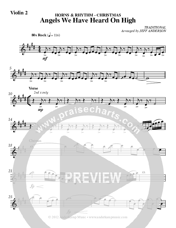 Angels We Have Heard On High Violin 2 (AnderKamp Music)