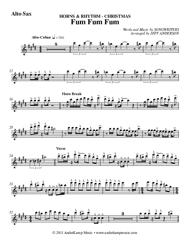 Fum Fum Fum (Instrumental) Alto Sax (AnderKamp Music)