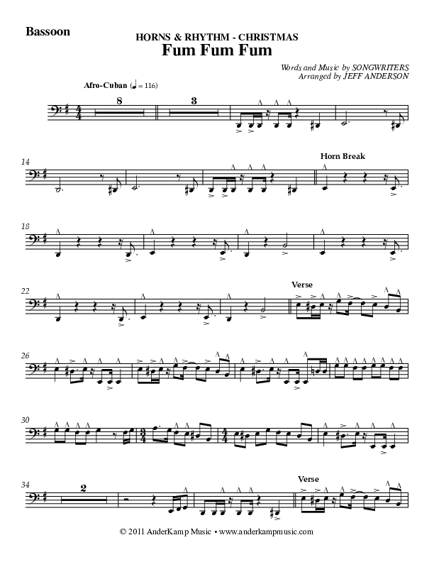 Fum Fum Fum (Instrumental) Bassoon (AnderKamp Music)