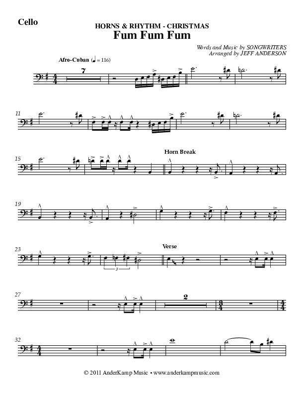 Fum Fum Fum (Instrumental) Cello (AnderKamp Music)