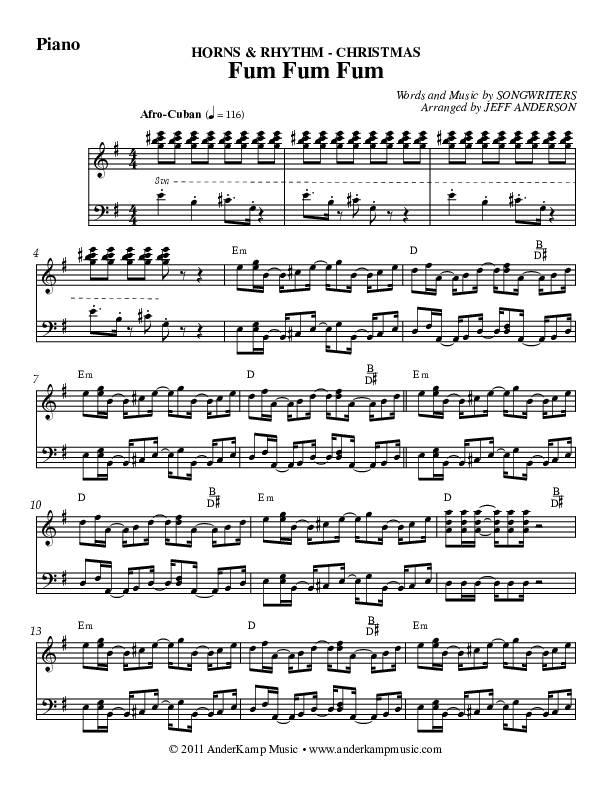 Fum Fum Fum (Instrumental) Piano Sheet (AnderKamp Music)