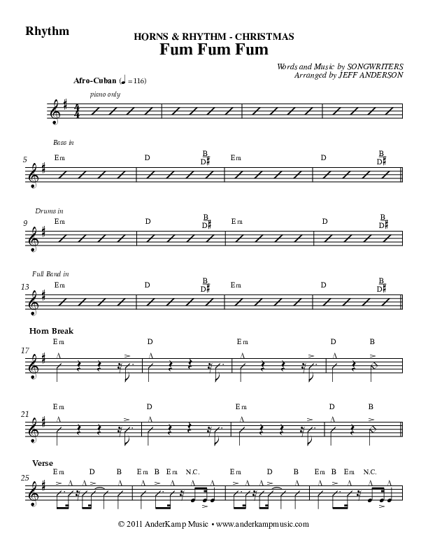 Fum Fum Fum (Instrumental) Rhythm Chart (AnderKamp Music)