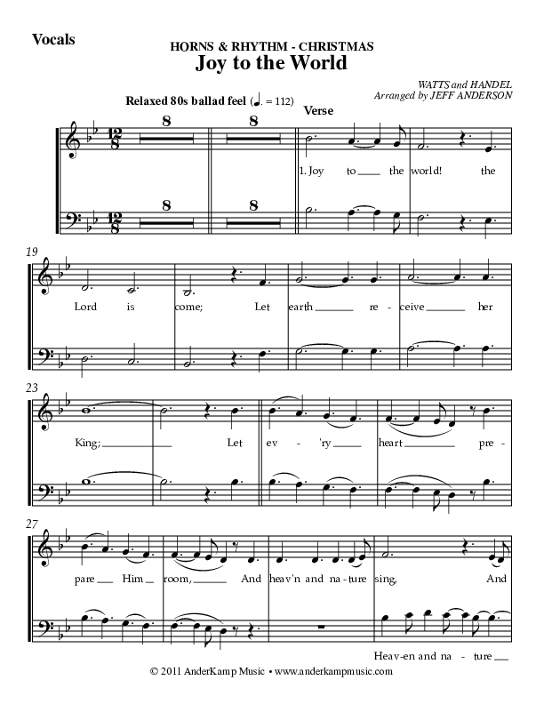 Joy To The World Choir Sheet (AnderKamp Music)